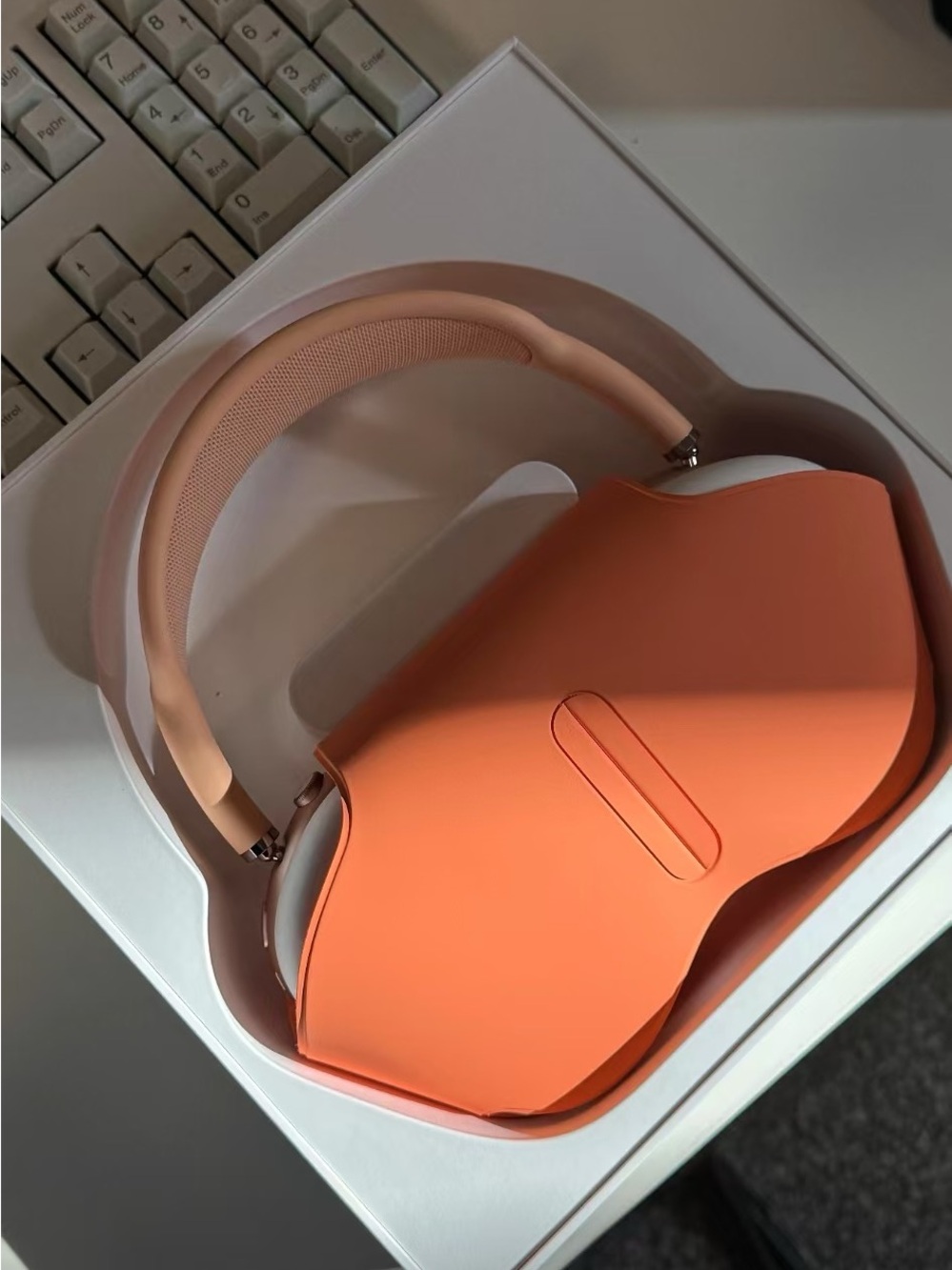 Apple Over-Ear Headphones in Orange with Peach Headband